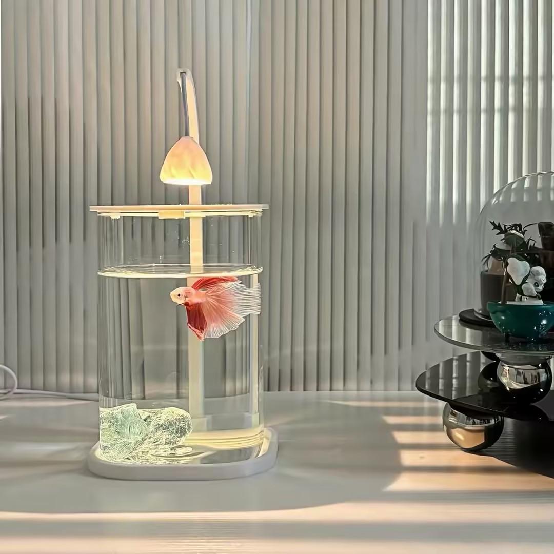 Aquarium Plant Light - 360° Panoramic Clear Desktop Fish Tank
