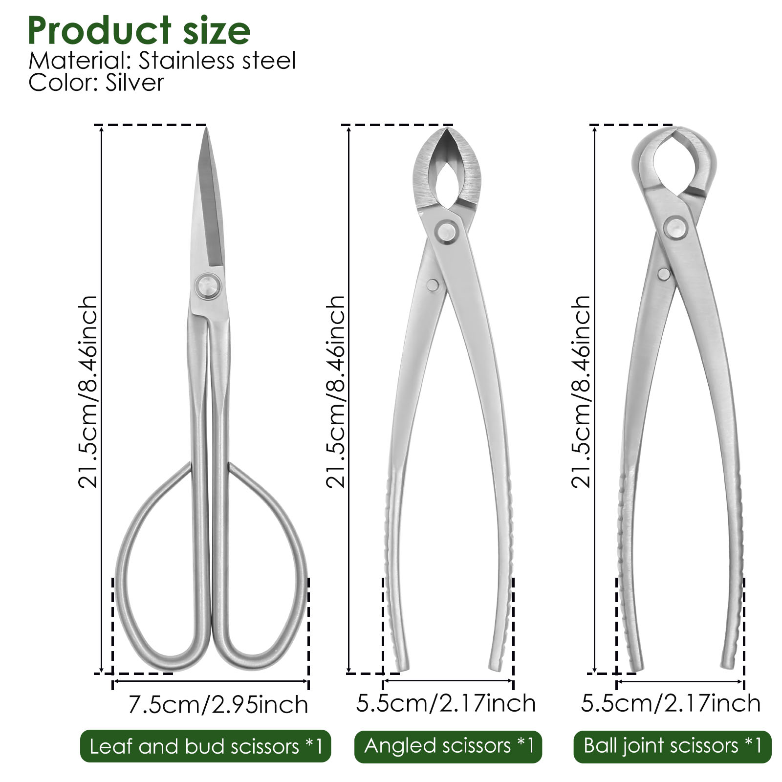 3 Pcs Bonsai Tool Set with Kno - Trimming Scissor Set recension och pris